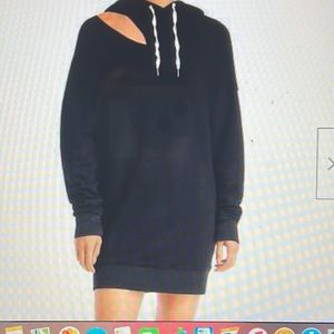Philanthropy Womens Frances Cut- Out Hooded Mini Sweatshirt Dress Size Large